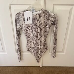 Naked Wardrobe Snake Print Bodysuit